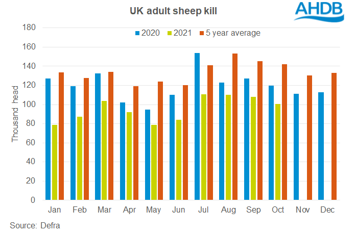UK adult sheep kill low in 2021